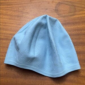 Vintage Blue Rubber Bathing Swim Cap Swirl Carina France
